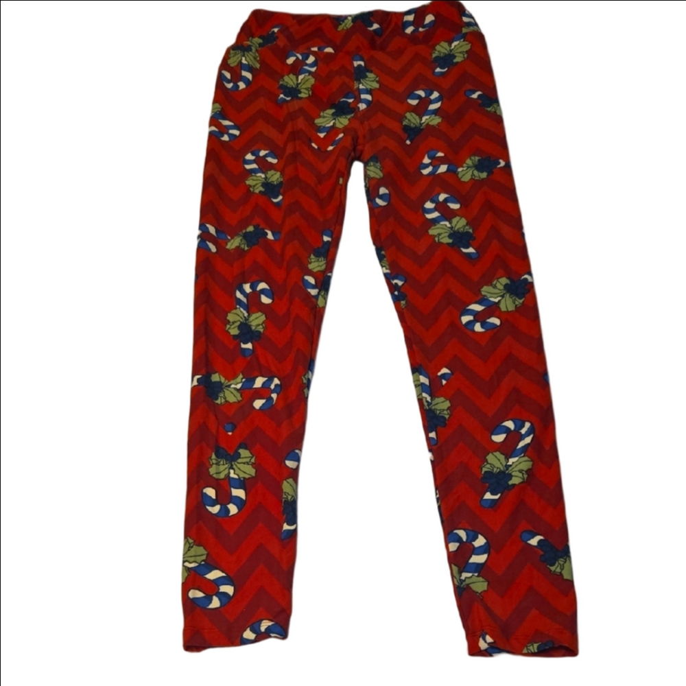 ♡LuLaRoe Christmas Candy Cane One Size Leggings